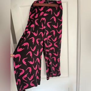Satin Printed Cropped Parachute Pants